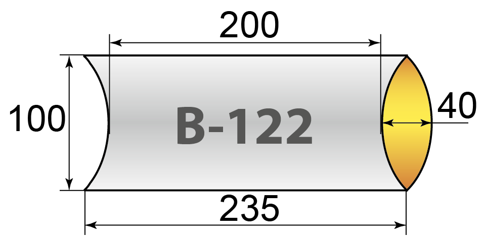 Схема упаковки-пирожок арт. B-122 в мм